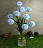Light Blue Fabric Decorative Artificial BallMum Flowers Set of 3