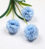 Light Blue Fabric Decorative Artificial BallMum Flowers Set of 3