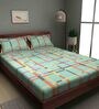 Light Blue Checkered 144 TC Cotton Queen Sized Bed Sheets with 2 Pillow Covers