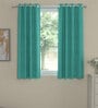 Teal Solid Polyester 5 Ft Semisheer Eyelet Window Curtains (Set of 2)