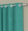 Teal Solid Polyester 5 Ft Semisheer Eyelet Window Curtains (Set of 2)