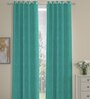 Teal Solid Polyester 7 Ft Semisheer Eyelet Door Curtains (Set of 2)