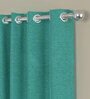 Teal Solid Polyester 7 Ft Semisheer Eyelet Door Curtains (Set of 2)