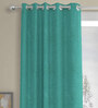Teal Solid Polyester 7 Ft Semisheer Eyelet Door Curtains (Set of 2)