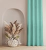 Light Blue Polyester Solid 7ft Room Darkening Eyelet Door Curtain
