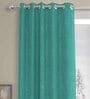 Teal Polyester Solid 9 Ft Semisheer Eyelet 2 Door Curtains