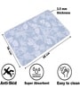 Light Blue Floral Printed Rubber 22x14 Inches Anti Skid Bath Mat