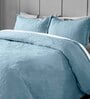 Light Blue Solid GSM 300 Pure Cotton King Size Bedcover With 2 Pillow Covers