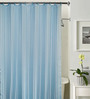 Light Blue Stripped Pattern Polyester 7ft Shower Curtain