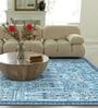 Light Blue Traditional Polyester 3 ft x 5 ft Machine Made Carpet