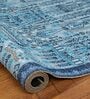 Light Blue Traditional Polyester 5 ft x 7 ft Machine Made Carpet