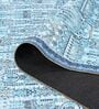 Light Blue Traditional Polyester 6 ft x 9 ft Machine Made Carpet