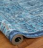 Light Blue Traditional Polyester 6 ft x 9 ft Machine Made Carpet