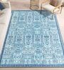 Light Blue Traditional Polyester 8 ft x 10 ft Machine Made Carpet