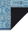 Light Blue Traditional Polyester 8 ft x 10 ft Machine Made Carpet