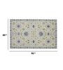 Blue Floral Wool 5 ft x 8 ft Hand Tufted Carpet