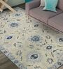 Blue Floral Wool 5 ft x 8 ft Hand Tufted Carpet