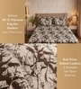 Brown Floral Polycotton Double King Fitted Bedsheet With 2 Frill Pillow Covers
