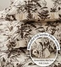 Brown Floral Polycotton Double King Fitted Bedsheet With 2 Frill Pillow Covers