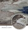 Light Brown and Blue Floral 3x5 Feet Machine Made Carpet