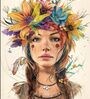 MODERN ART HD Poster With Brown Frame, 12.5 X 17.3 Inches