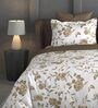 Light Brown Floral 600TC Cotton Super King Sized Double Bedsheet with 2 Embroidery Pillow Covers