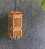 Light Brown Pine Wood Single Hanging Light
