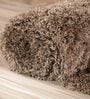 Light Brown Polyester Shaggy 5' x 3' Hand tufted Carpet