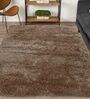 Light Brown Polyester Shaggy 5' x 3' Hand tufted Carpet