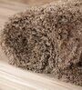 Light Brown Polyester Shaggy 6' x 4' Hand tufted Carpet