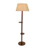 Roman Light Brown Handloom Fabric with acrylic sheet Shade Shelf Floor Lamp With Mango wood Base