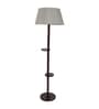 Roman Light Brown Handloom Fabric with acrylic sheet Shade Shelf Floor Lamp With Mango wood Base
