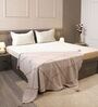 Cream 100% Cotton 300TC Solid Superking Bedsheet with 2 Pillow Covers (Quilted)