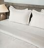 Cream 300TC 100% Cotton Flat Chekered Super King Bedsheet with 2 Pillow Covers