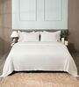 Cream 300TC 100% Cotton Flat Chekered Super King Bedsheet with 2 Pillow Covers
