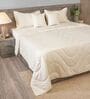 Light Cream 300TC 100% Cotton Solid & Quilted Double Bedding Set