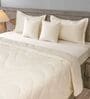 Light Cream 300TC 100% Cotton Solid & Quilted Double Bedding Set