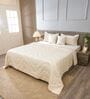 Light Cream 300TC 100% Cotton Solid & Quilted Double Bedding Set