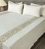 Light Cream 300TC 100% Cotton Solids Flat Embroidered Super King Bedsheet With 2 Pillow Covers