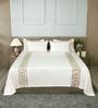 Light Cream 300TC 100% Cotton Solids Flat Embroidered Super King Bedsheet With 2 Pillow Covers