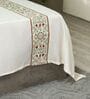 Light Cream 300TC 100% Cotton Solids Flat Embroidered Super King Bedsheet With 2 Pillow Covers