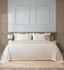 Cream 300TC 100% Cotton Stripe Flat Super King Bedsheet with 2 Pillow Covers