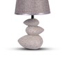 Light Gray Table Lamp Modern Design Fbaric Lampshade Pebble Shaped Ceramic Base
