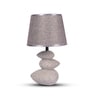 Light Gray Table Lamp Modern Design Fbaric Lampshade Pebble Shaped Ceramic Base