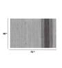 Grey Striped Wool And Viscose 4 ft x 6 ft Hand Woven Carpet
