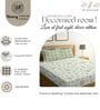Light Green & Green Glace Cotton Floral Print Elastic Fitted King Bedsheet With 2 Pillow Covers