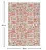Light Green & Persian Red Block Print Polyester 3 ft x 5 ft Machine Made Carpet