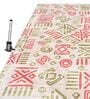 Light Green & Persian Red Block Print Polyester 3 ft x 5 ft Machine Made Carpet