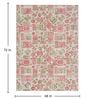 Light Green & Persian Red Block Print Polyester 4 ft x 6 ft Machine Made Carpet