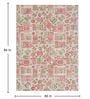 Light Green & Persian Red Block Print Polyester 5 ft x 7 ft Machine Made Carpet